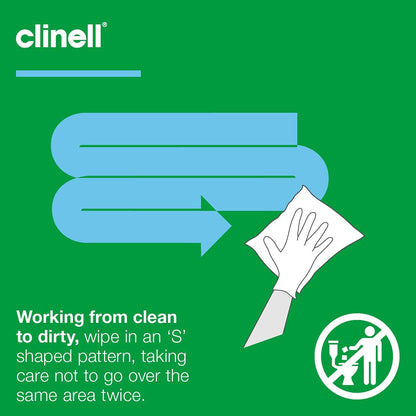 Clinell Universal Cleaning and Disinfectant Wipes Bucket - Pack of 225 - Multi Purpose Wipes, Kills 99.99% of Germs, Effective from 30 Seconds