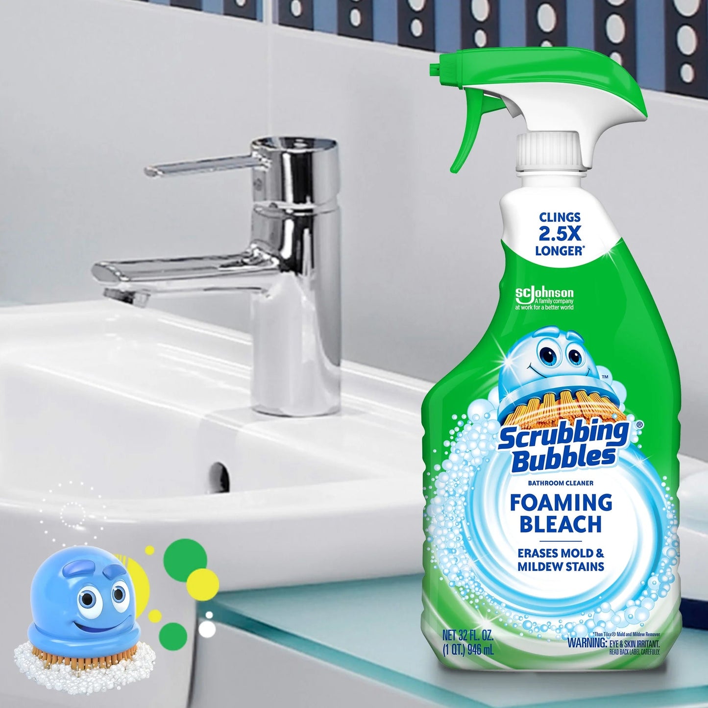 Scrubbing Bubbles Foaming Bleach Bathroom Cleaner, Fresh Scent, Trigger Bottle, 32 Oz, 1 Count