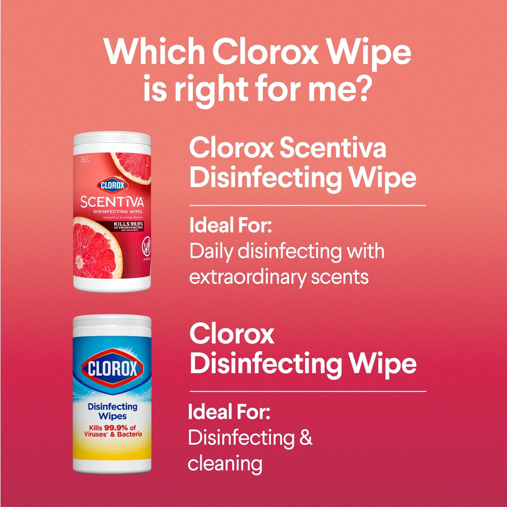 Clorox Scentiva Bleach-Free Cleaning Wipes, Grapefruit & Orange Blossom, 75 Count