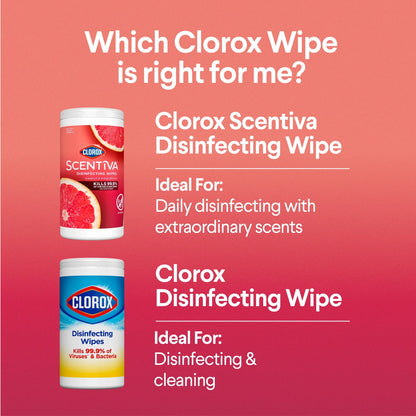 Clorox Scentiva Bleach-Free Cleaning Wipes, Grapefruit & Orange Blossom, 75 Count