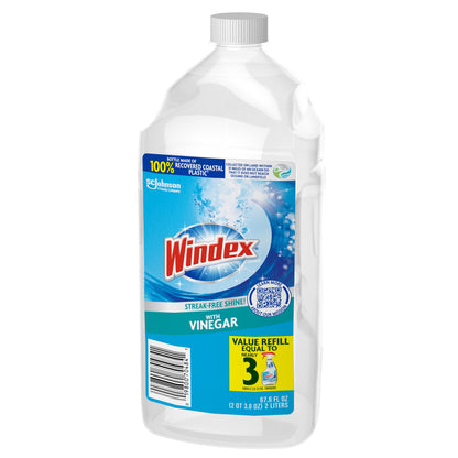 Windex® with Vinegar Glass Window Cleaner, New Refill Bottle, 2 L