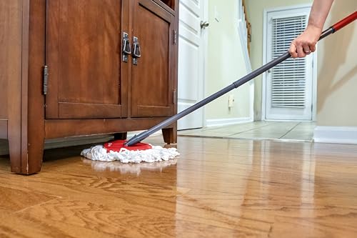 O-Cedar EasyWring Microfiber Spin Mop & Bucket Floor Cleaning System + 2 Extra Refills, Red/Gray