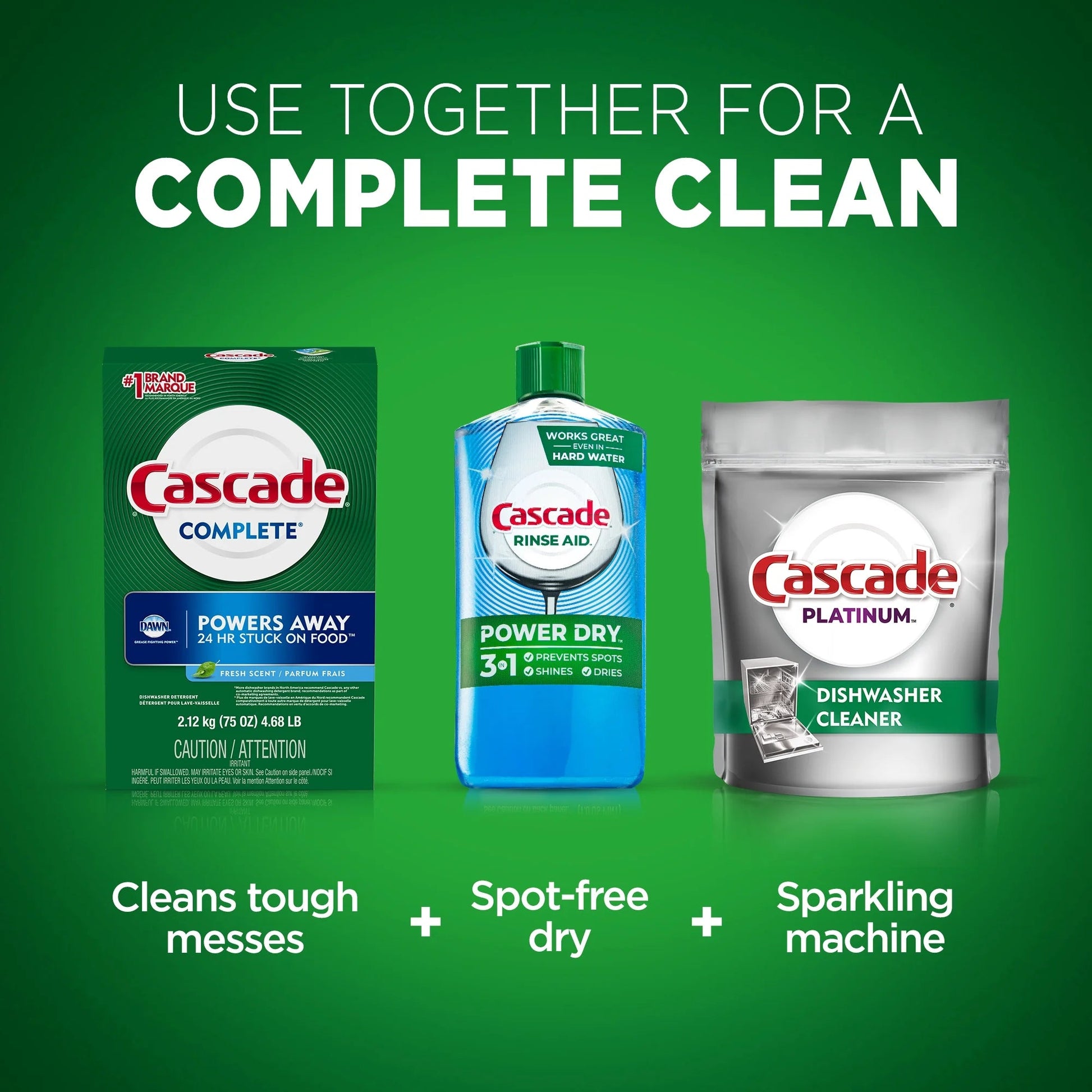 Cascade Complete Dishwasher Detergent Powder, Dish Detergent, Dish Soap, Fresh, 75 Fl Oz