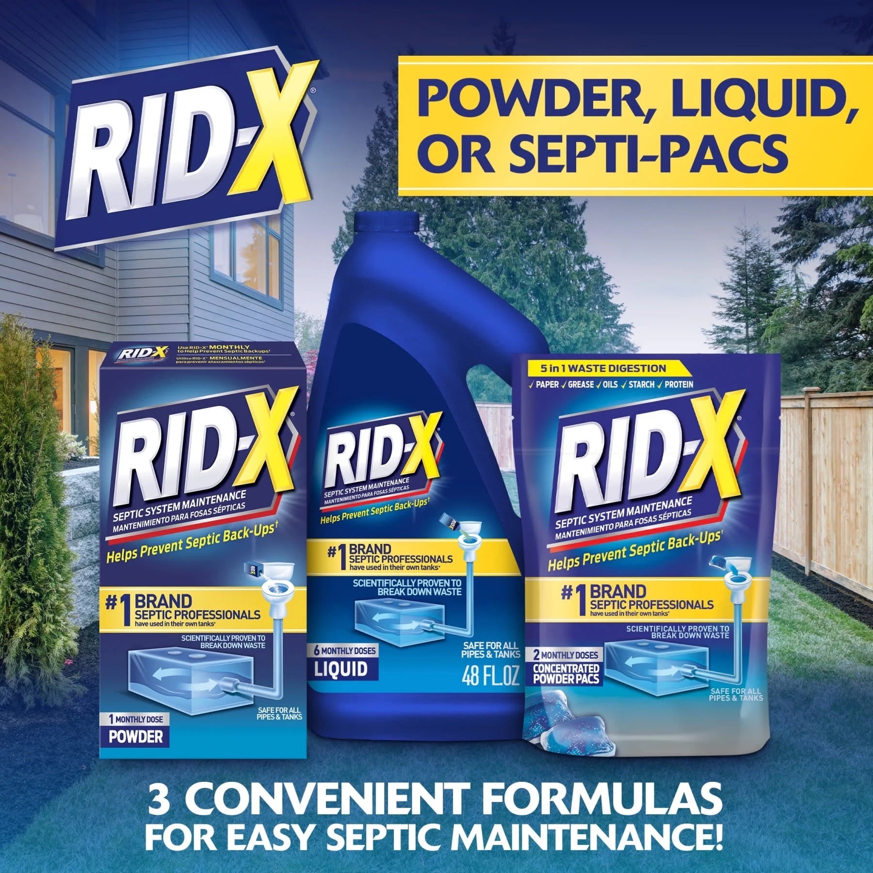 RID-X Septic Tank Treatment, 3 Month Supply of Powder, 29.4Oz, 100% Biobased