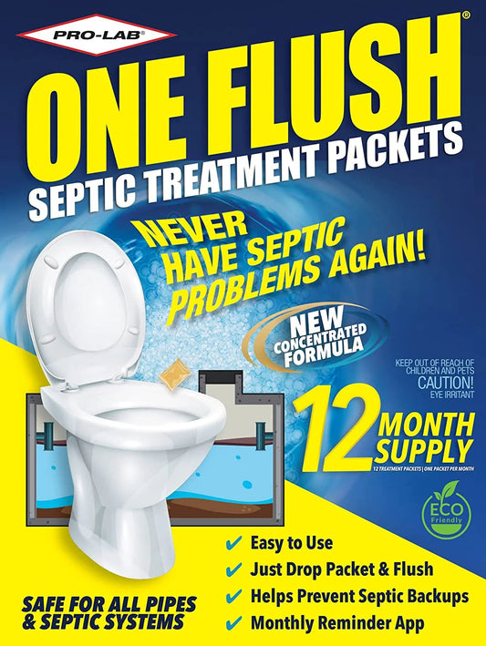 One Flush Septic Tank Treatment Packets, 12 Pack