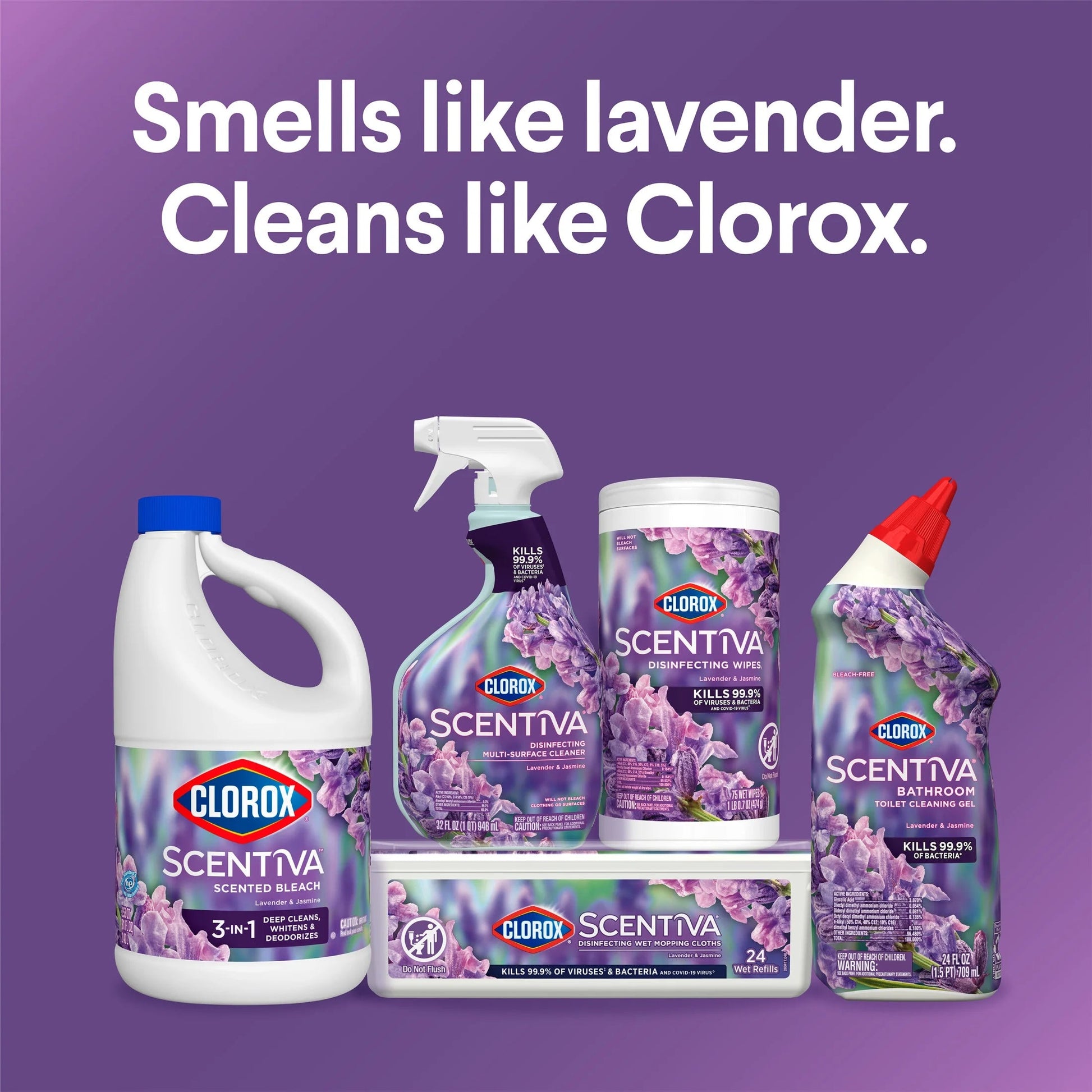 Clorox Scentiva Scented Bleach, Disinfecting Cleaner, Lavender and Jasmine, 81 Fl Oz