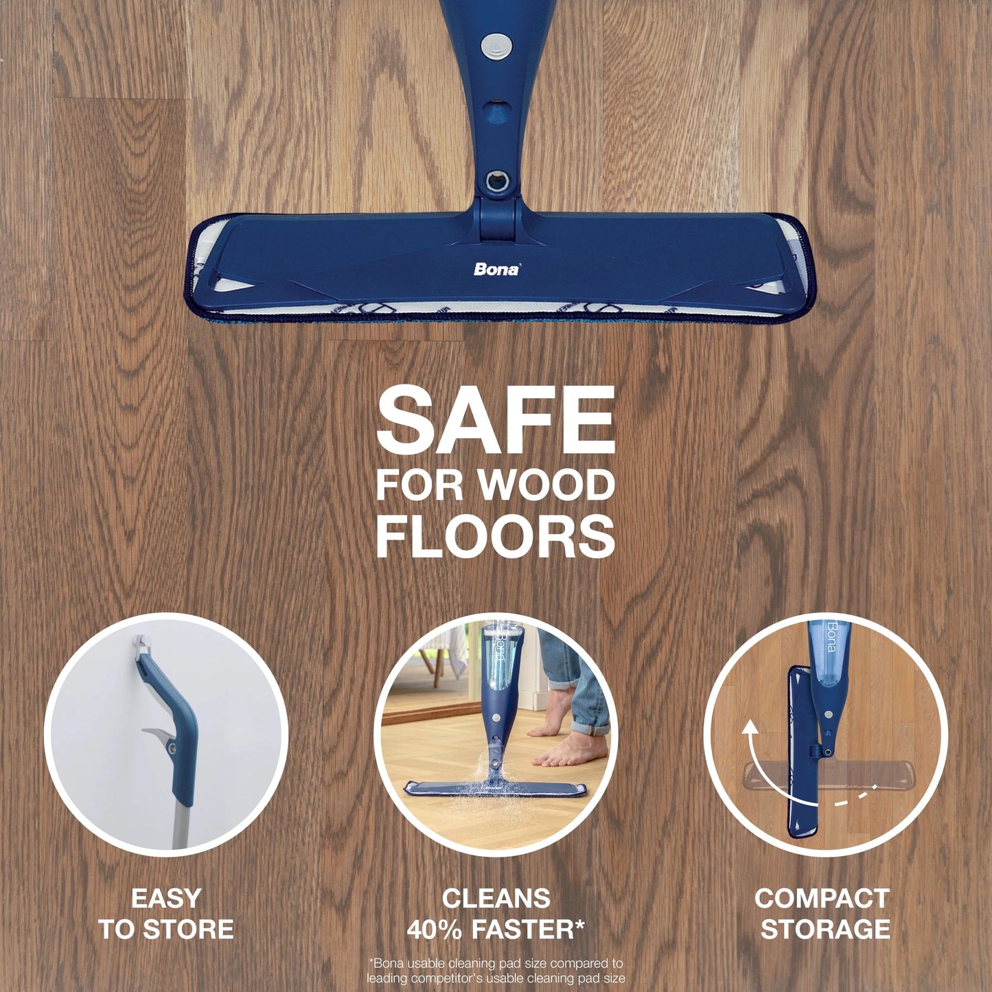 Bona Spray Mop for Hardwood Floors, with Refillable Cartridge & Washable Microfiber Pad