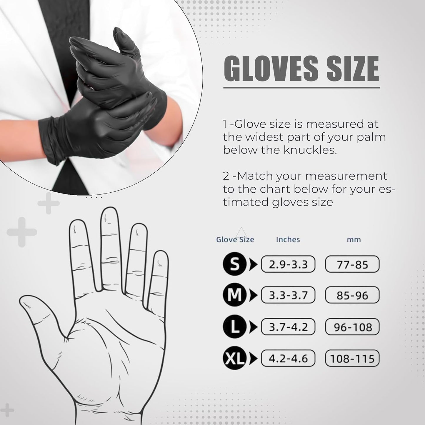 PANKTI Black Nitrile Disposable Gloves - Latex-Free, Powder-Free, Pack of 100, Strong and Puncture-Resistant, Medical, Food Handling, Tatoo Barber Shop Gloves (Large)