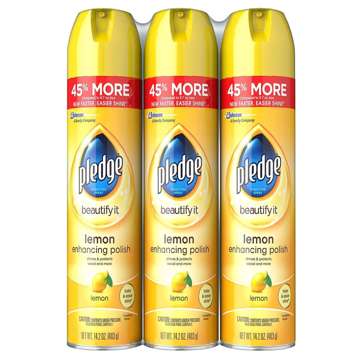 Pledge Beautify It Lemon Enhancing, Clean Furniture Polish, Spray 3 Pk, 14.2 Oz