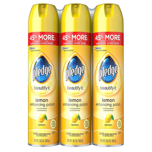 Pledge Beautify It Lemon Enhancing, Clean Furniture Polish, Spray 3 Pk, 14.2 Oz