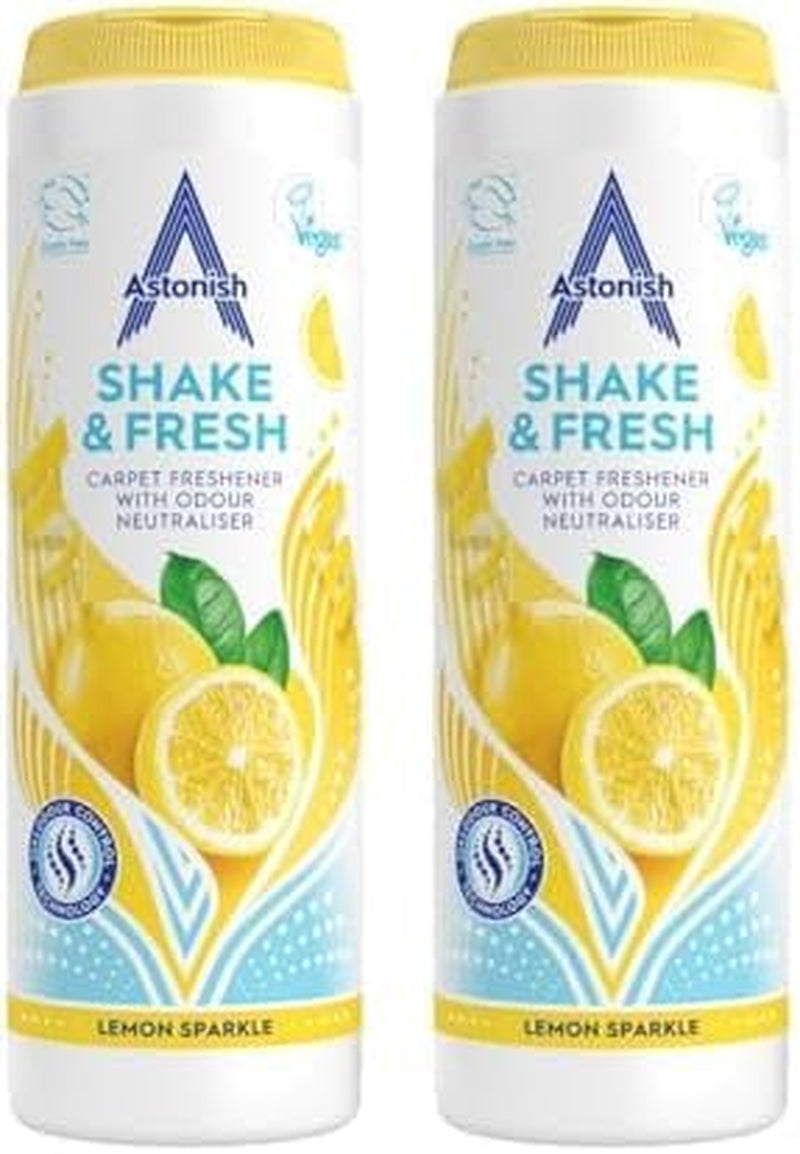 Astonish Shake & Fresh Carpet Freshener, Eliminates Odours, Lemon Sparkle, 350G