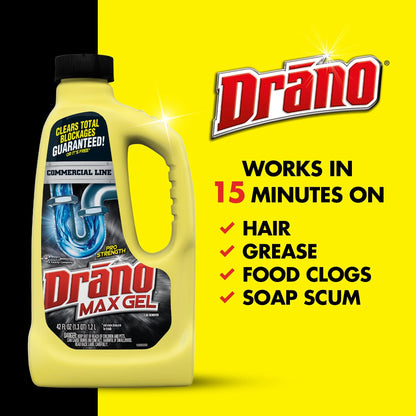 Drano Max Gel Drain & Clog Remover, Professional Strength, 42 Oz