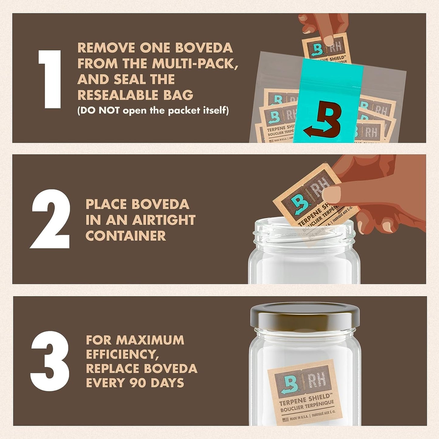 Boveda 62% Two-Way Humidity Control Packs for Storing ½ Oz – Size 4 – 10 Pack – Moisture Absorbers for Small Storage Containers – Humidifier Packs – Hydration Packets in Resealable Bag