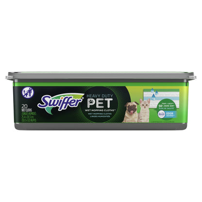 Swiffer Sweep + Mop, Dry Pads Refill, Floor Cleaner, Cleaning Cloths, Heavy Duty, Pet, 20Ct