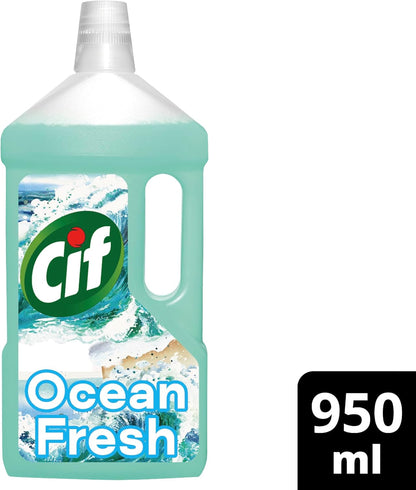 Cif Ocean Floor Cleaner against Stubborn Dirt for Cleaning Linoleum, Vinyl and Ceramic Tiles 950 Ml