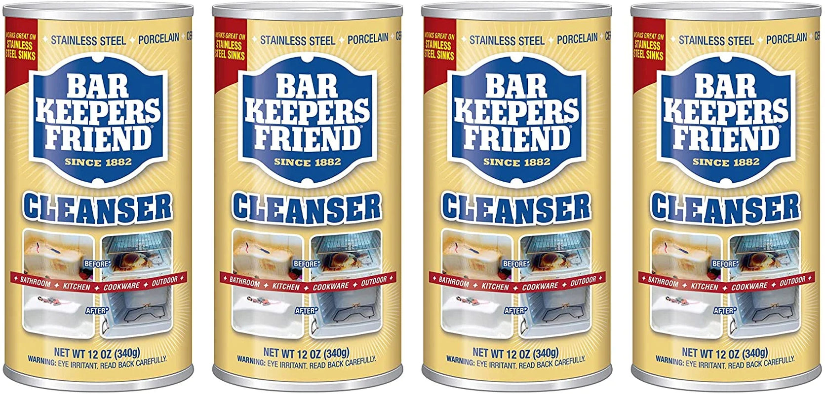 Bar Keepers Friend All-Purpose Cleaner & Polish 12 Oz (Pack of 4)