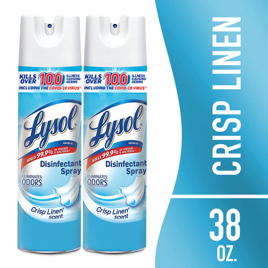 Lysol Disinfectant Spray, Sanitizing and Antibacterial Spray, Crisp Linen Scent, 19 Fl Oz, 2 Pack