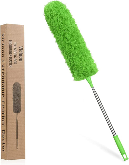 Vicloon Extendable Microfiber Duster, Feather Duster with Extra Long 96 Inches Telescopic Pole and Bendable Head,Washable,Hand Duster for Cleaning High Ceiling Fans, Cars, Blinds, Cobweb