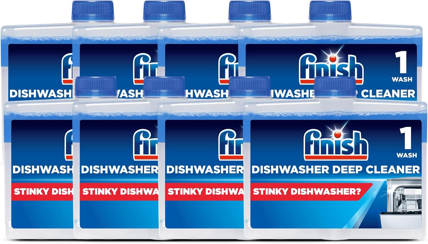 Finish Dishwasher Machine Cleaner | Original | Pack of 8, 250Ml Each |Deep Cleans and Helps to Prolong Life of Your Dishwasher