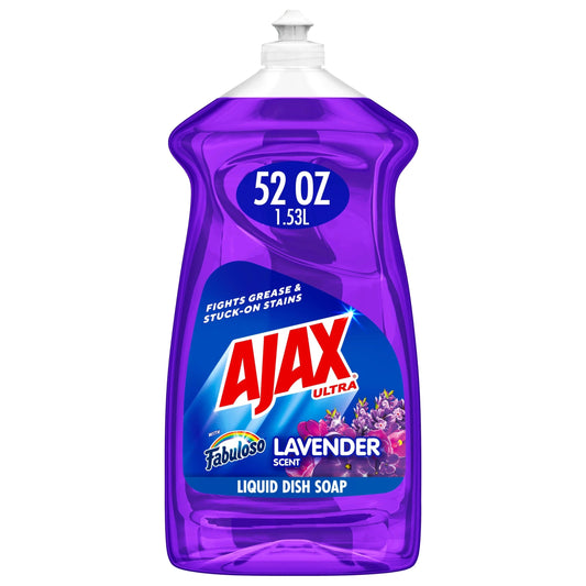 Ajax Ultra Liquid Dish Soap with Fabuloso, Lavender Scent, Deep Cleaning Action, 52 Fluid Ounce