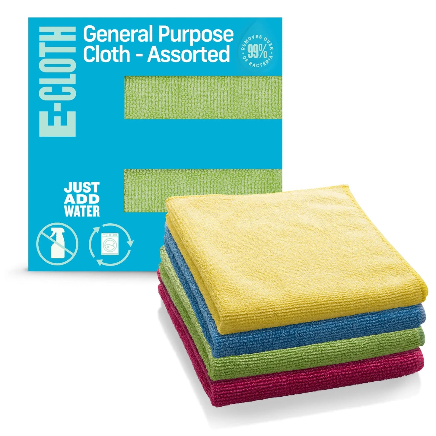 E-Cloth General Purpose Cleaning Cloth, Premium Microfiber Cleaning Cloth, 100 Wash Guarantee, Assorted Colors, 4 Pack