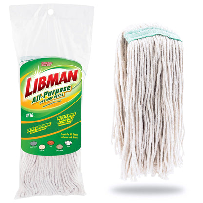 Libman White All-Purpose Cotton Wet Mop Refill Clip-On