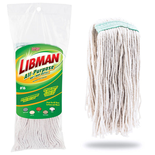 Libman White All-Purpose Cotton Wet Mop Refill Clip-On