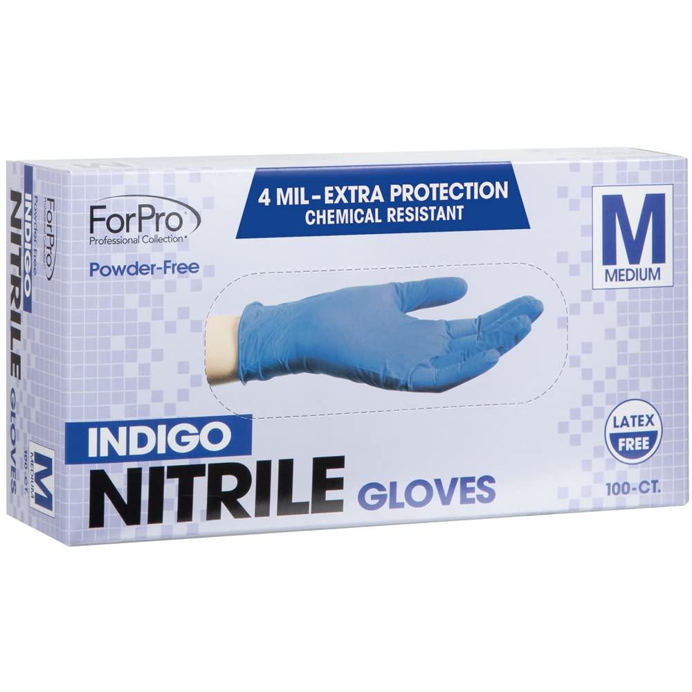 ForPro Disposable Nitrile Gloves, Powder-Free, Latex-Free, Chemical & Food Safe, Non-Sterile, 4 Mil, Black, Large, 100-Count