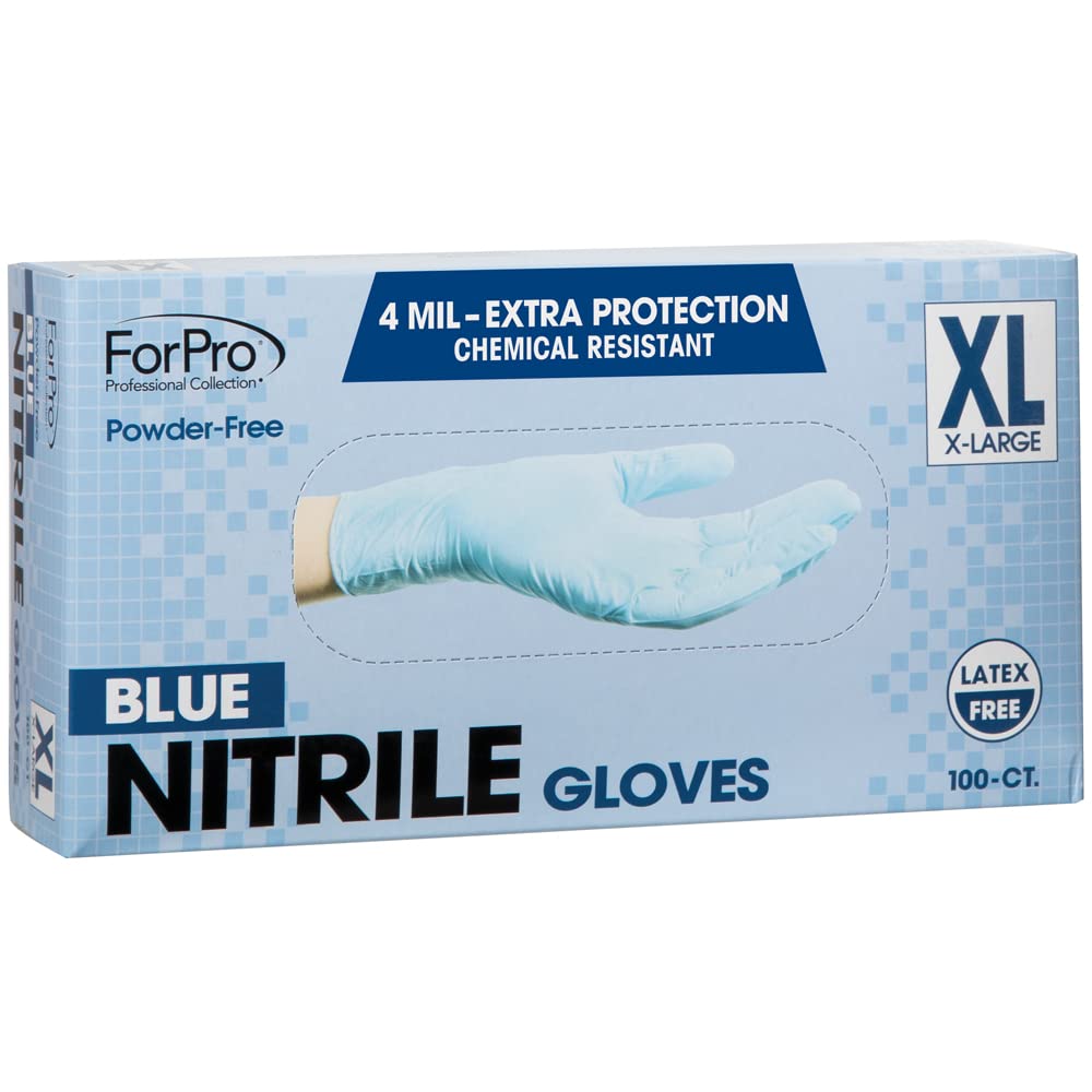 ForPro Disposable Nitrile Gloves, Powder-Free, Latex-Free, Chemical & Food Safe, Non-Sterile, 4 Mil, Black, Large, 100-Count