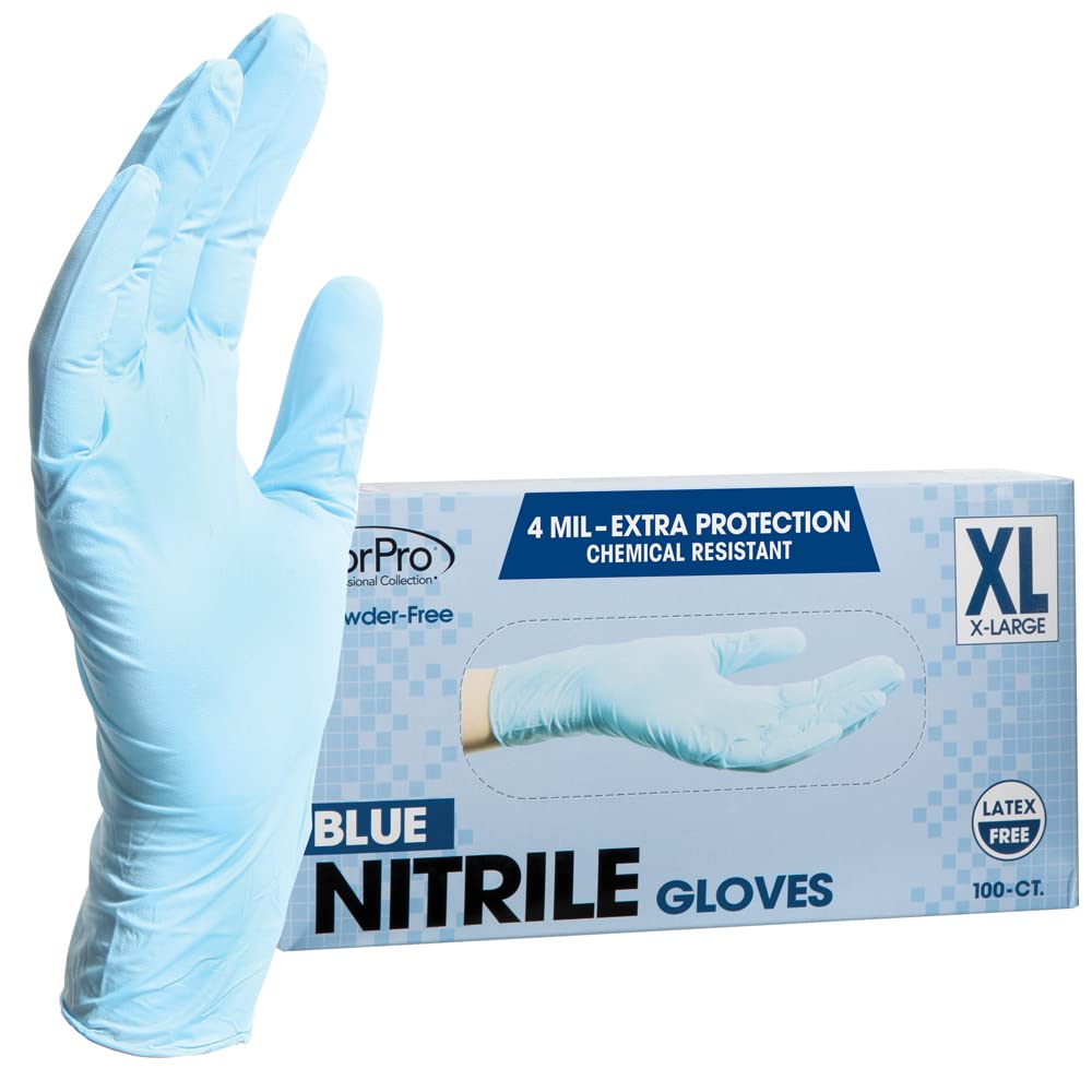 ForPro Disposable Nitrile Gloves, Powder-Free, Latex-Free, Chemical & Food Safe, Non-Sterile, 4 Mil, Black, Large, 100-Count