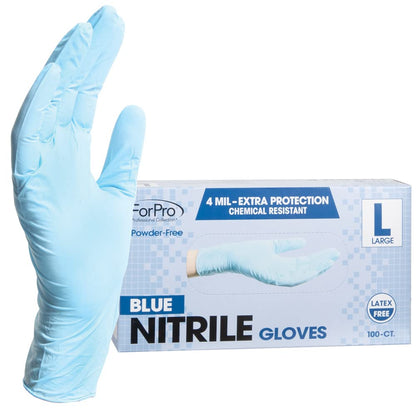 ForPro Disposable Nitrile Gloves, Powder-Free, Latex-Free, Chemical & Food Safe, Non-Sterile, 4 Mil, Black, Large, 100-Count