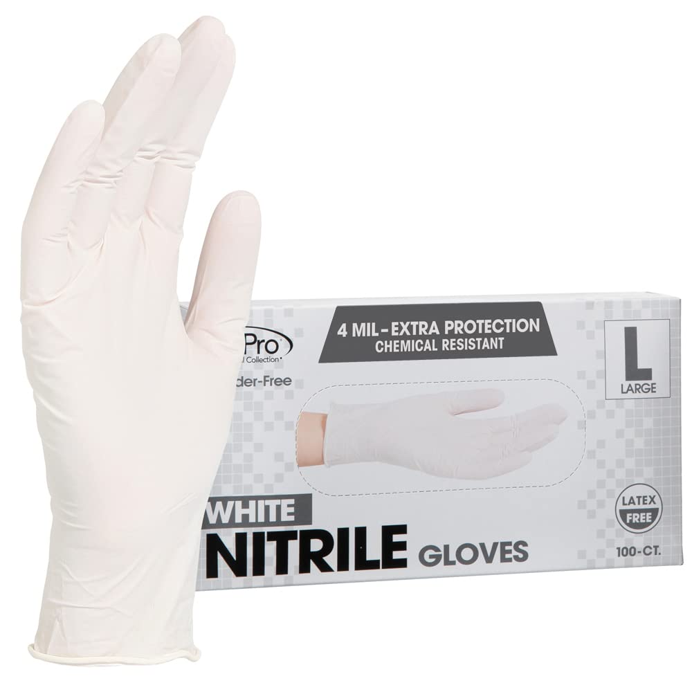 ForPro Disposable Nitrile Gloves, Powder-Free, Latex-Free, Chemical & Food Safe, Non-Sterile, 4 Mil, Black, Large, 100-Count