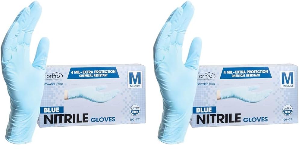 ForPro Disposable Nitrile Gloves, Powder-Free, Latex-Free, Chemical & Food Safe, Non-Sterile, 4 Mil, Black, Large, 100-Count