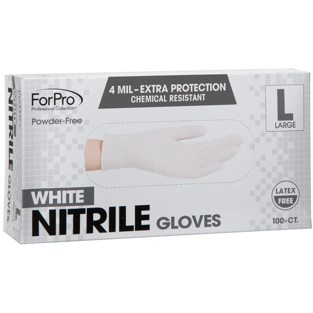 ForPro Disposable Nitrile Gloves, Powder-Free, Latex-Free, Chemical & Food Safe, Non-Sterile, 4 Mil, Black, Large, 100-Count