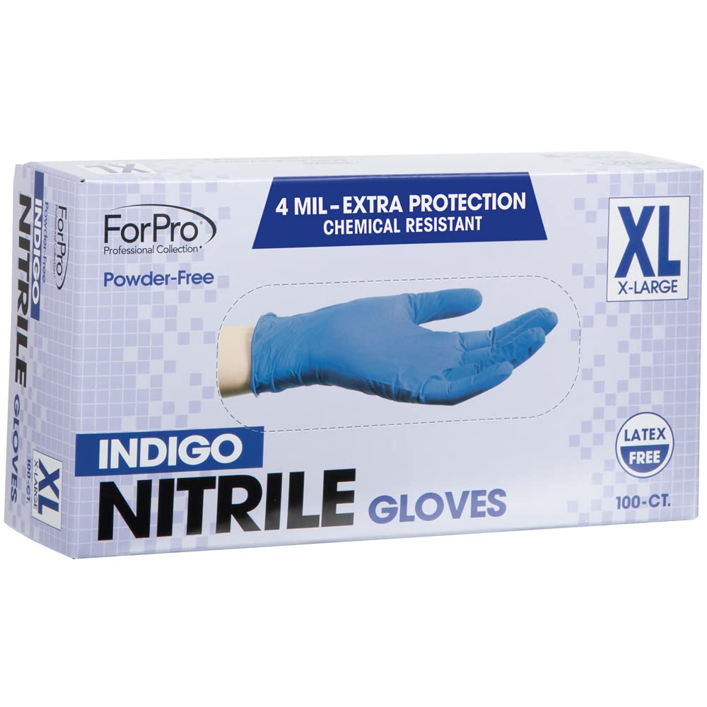 ForPro Disposable Nitrile Gloves, Powder-Free, Latex-Free, Chemical & Food Safe, Non-Sterile, 4 Mil, Black, Large, 100-Count