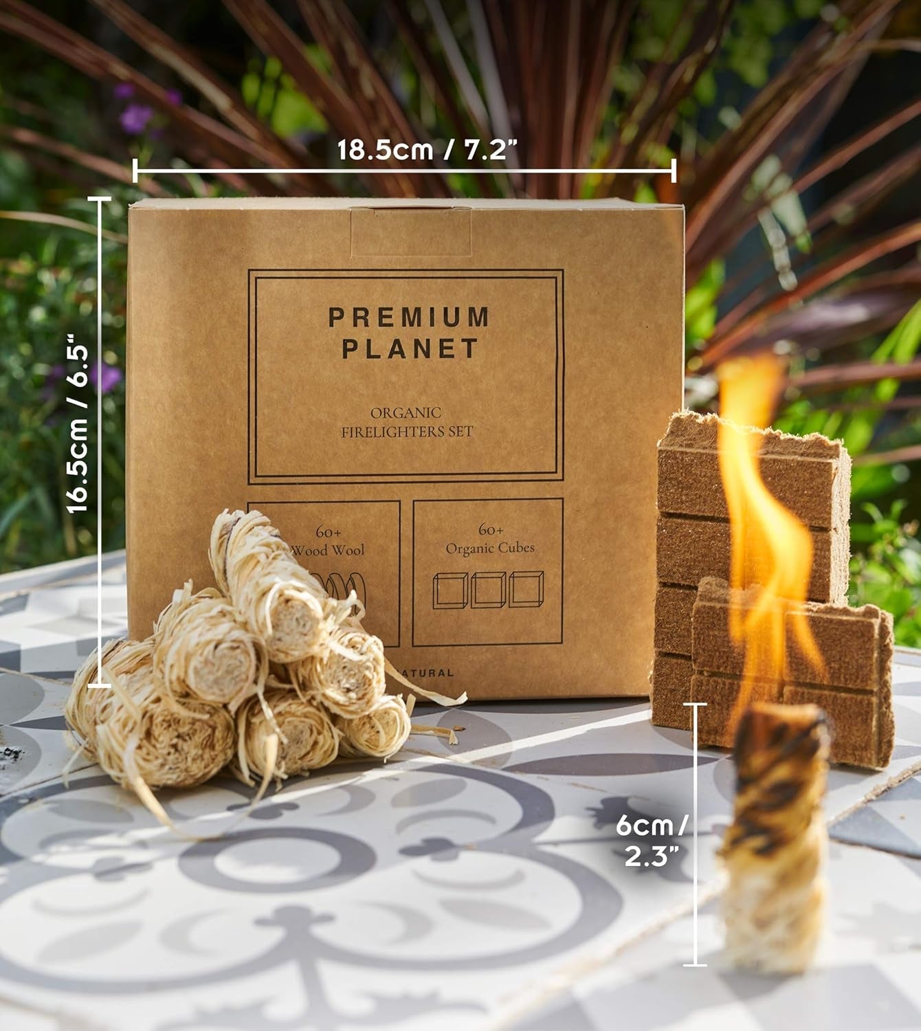 Premium Planet Large Firelighters Set | Eco-Friendly | 100+ Fires | Multipack | 100% Natural | Wood Wool & Organic Bricks | Barbeque, Barbecue, Fireplaces & Wood Burning Stoves