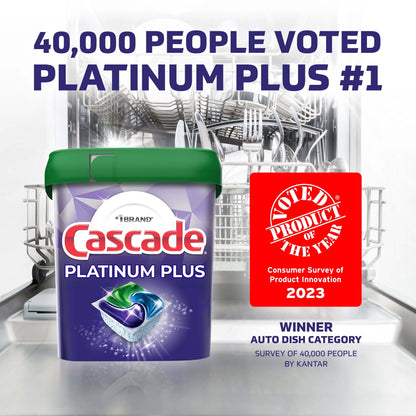 Cascade Platinum plus Dishwasher Pods, Action Pacs Dishwasher Detergent Tabs, Fresh, 62 Count