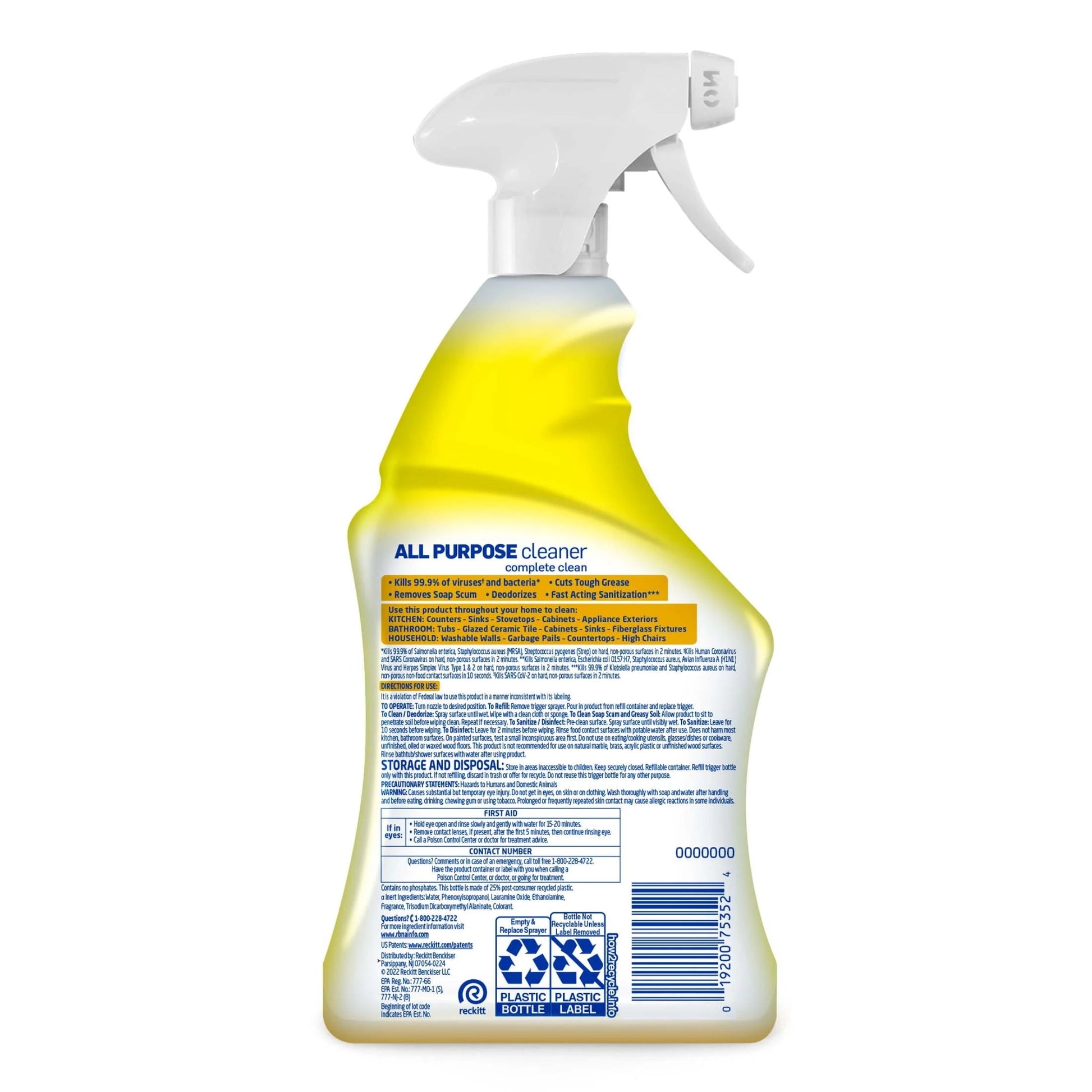 Lysol All-Purpose Cleaner, Sanitizing and Disinfecting Spray, 32 Oz Lemon Breeze Scent, Bottle