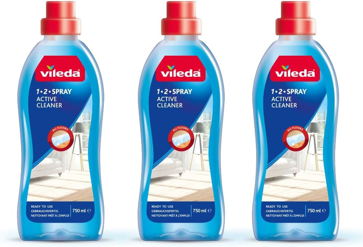 Vileda 1-2 Spray Mop, Microfibre Flat Floor Spray Mop with Extra Head Replacement, Set of 1X Mop and 1X Refill