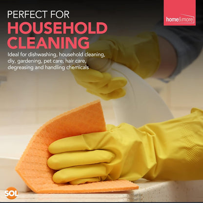 SOL 4 Pairs Large Household Gloves, Yellow Heavy Duty Rubber Gloves for Cleaning with Non-Slip Grip, Durable Waterproof Design for Kitchen, Bathroom & Dishwashing, Multipurpose & Comfortable to Use