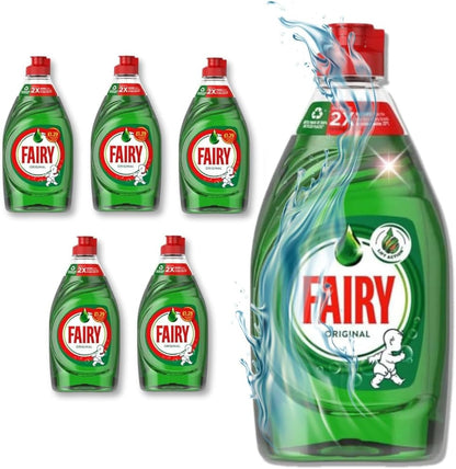 Fairy Original Washing up Liquid (5 X 320Ml) - Bulk Dishwashing Liquid | Fairy Liquid Original Fairy Washing Liquid | Fairy Liquid Fairy Dishwashing Liquid Green