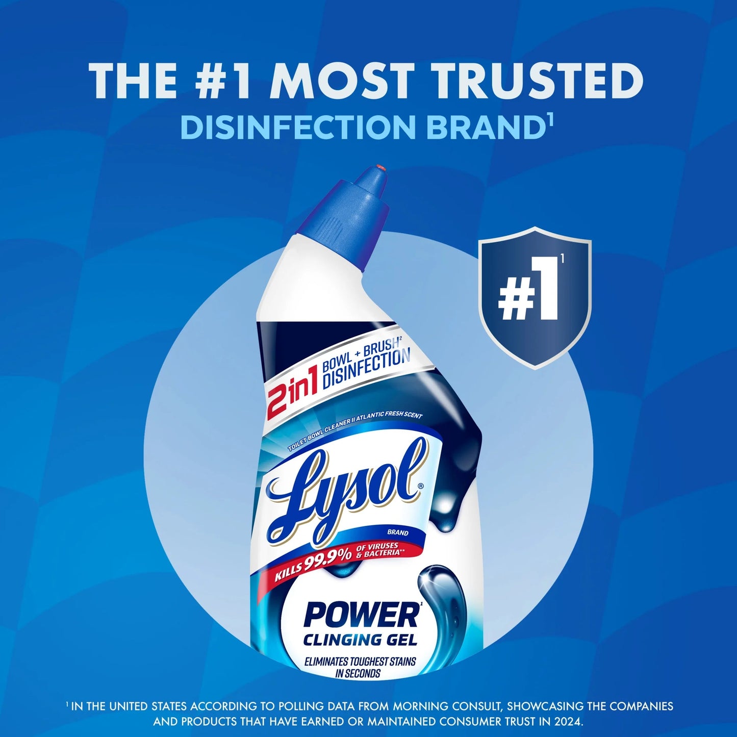 Lysol Power Toilet Bowl Cleaner Gel, Cleaning, Disinfecting and Stain Removal, 24 Oz, 2 Pack