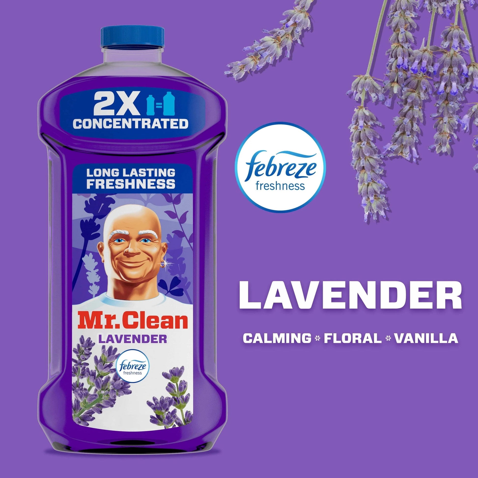 Mr. Clean 2X Concentrated Multi Surface Cleaner with Febreze Lavender Scent, 41 Fl Oz