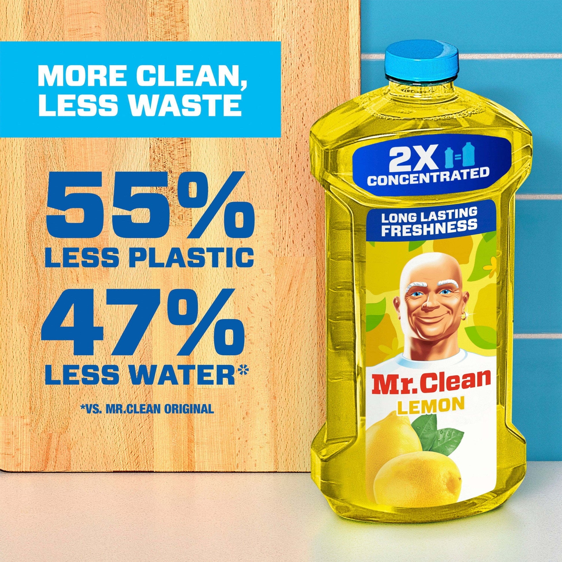 Mr. Clean 2X Concentrated Multi Surface, All Purpose Cleaner with Lemon Scent, 41 Fl Oz