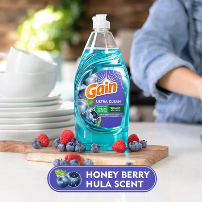 Gain Ultra Dish Washing Liquid Dish Soap, Honey Berry Hula Scent, 90 Fl Oz.