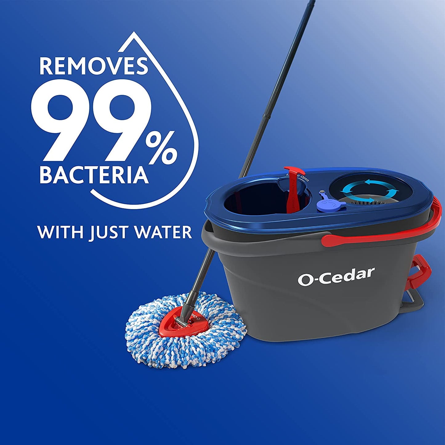 O-Cedar EasyWring RinseClean Spin Mop & Bucket Floor Cleaning System with 1 Extra Refill (Pack of 1)