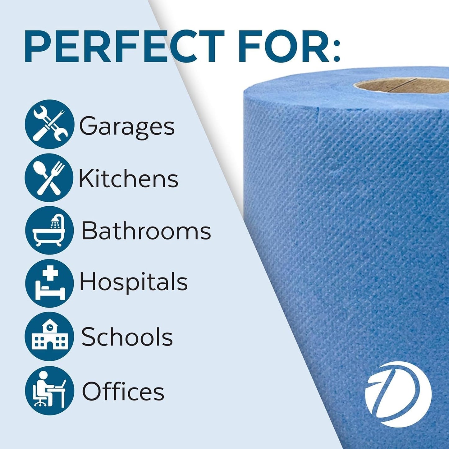 DHANZIPAK 6 X Economy Blue Centrefeed Paper Tissue Rolls - 2 Ply Embossed Centre Feed - Hand Towel Tissue Rolls