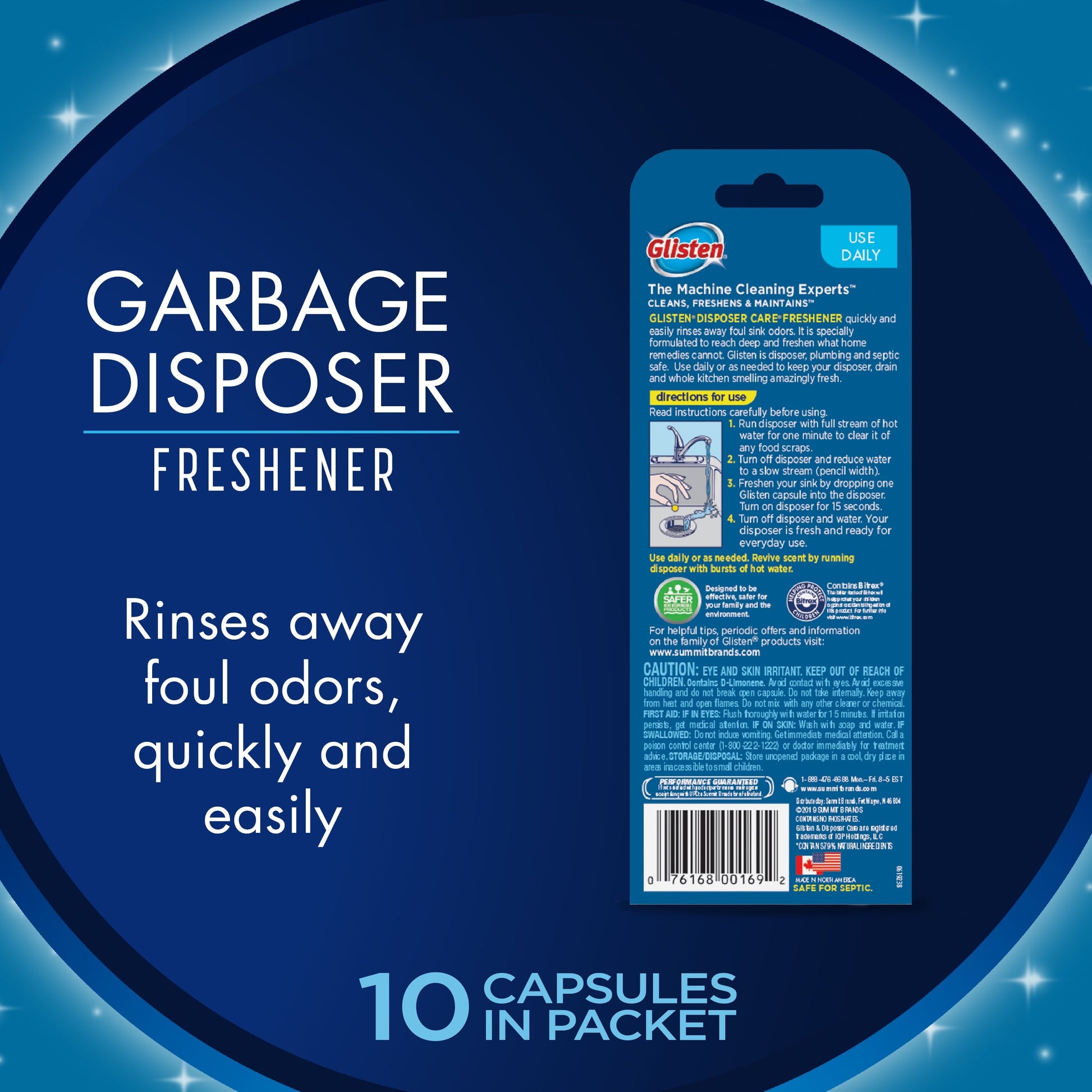 Glisten Garbage Disposer Care Freshener Pods, 10 Pack