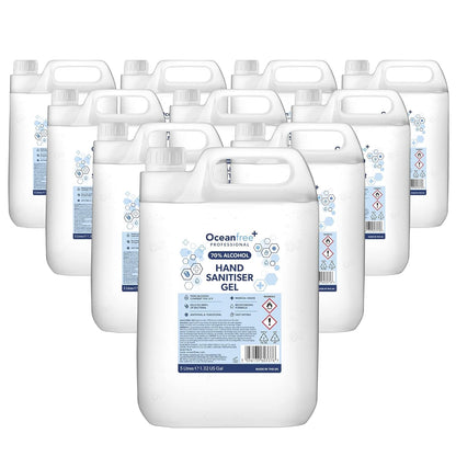 70% Alcohol Hand Sanitiser Gel - 5L Litres - Certified Surgical/Medical Grade - Made in the UK (Single)