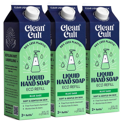 Cleancult Liquid Hand Soap Refill, Nature-Inspired Ingredients, Lavender, 3 Pack, 32 Oz